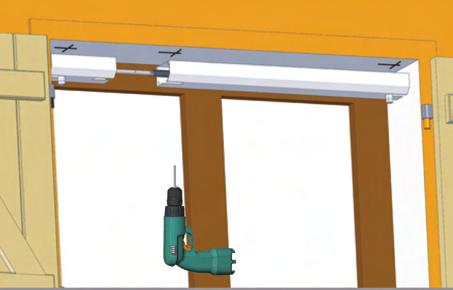 6.4 Bevestigingsgaten 3) Assembleer de onderdelen en zet ze onder de architraaf of op de vensterbank (in de afbeelding installatie op de architraaf) Markeer de gaten van het frame, en boor de gaten