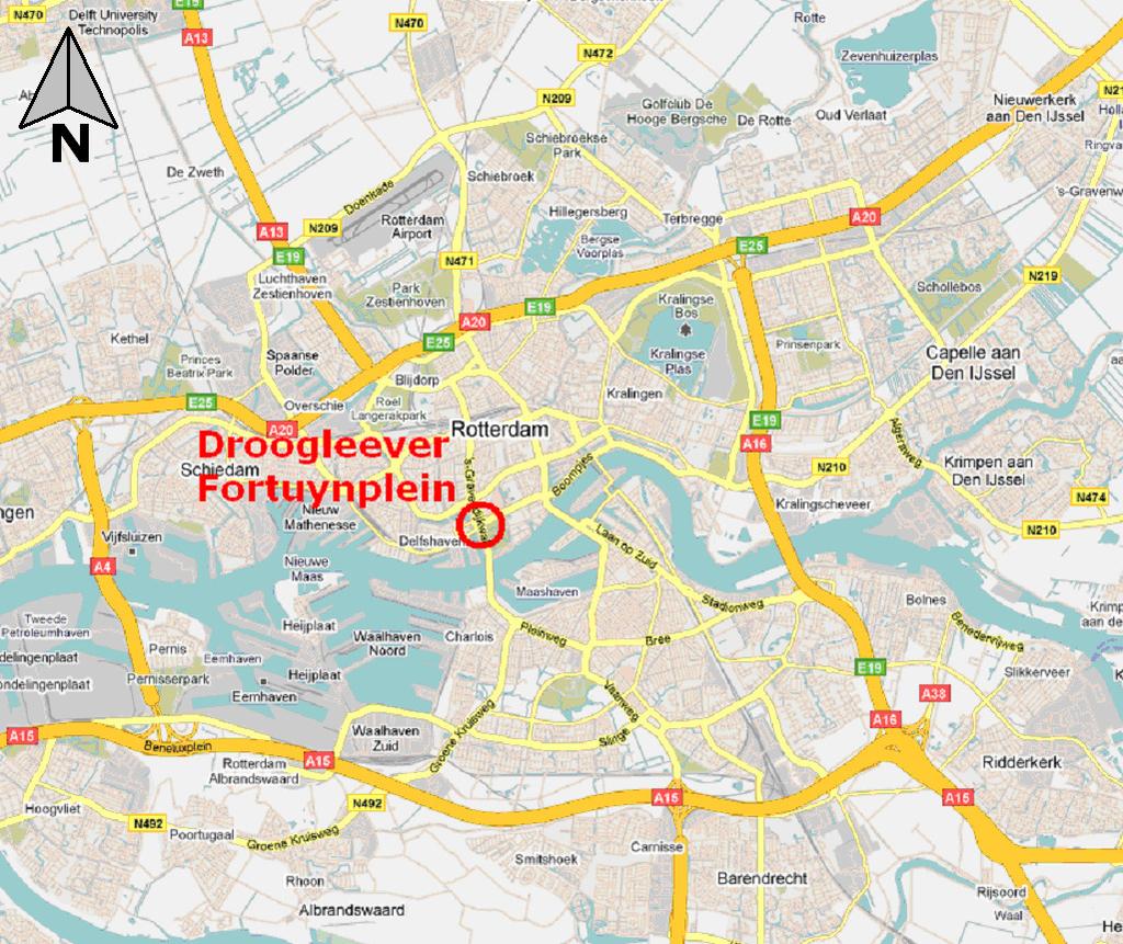 2 Situatieschets 2.1 Locatie kruispunten Het Droogleever Fortuynplein (VRI 15040) bevindt zich ten noorden van de rivier de Nieuwe Maas en ten noorden van de Maastunnel, zie figuur 1.