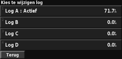 Het logboek gebruiken Tijdens het reizen maakt de navigator een 'broodkruimel'-spoor (tracklogboek) van uw verplaatsing.
