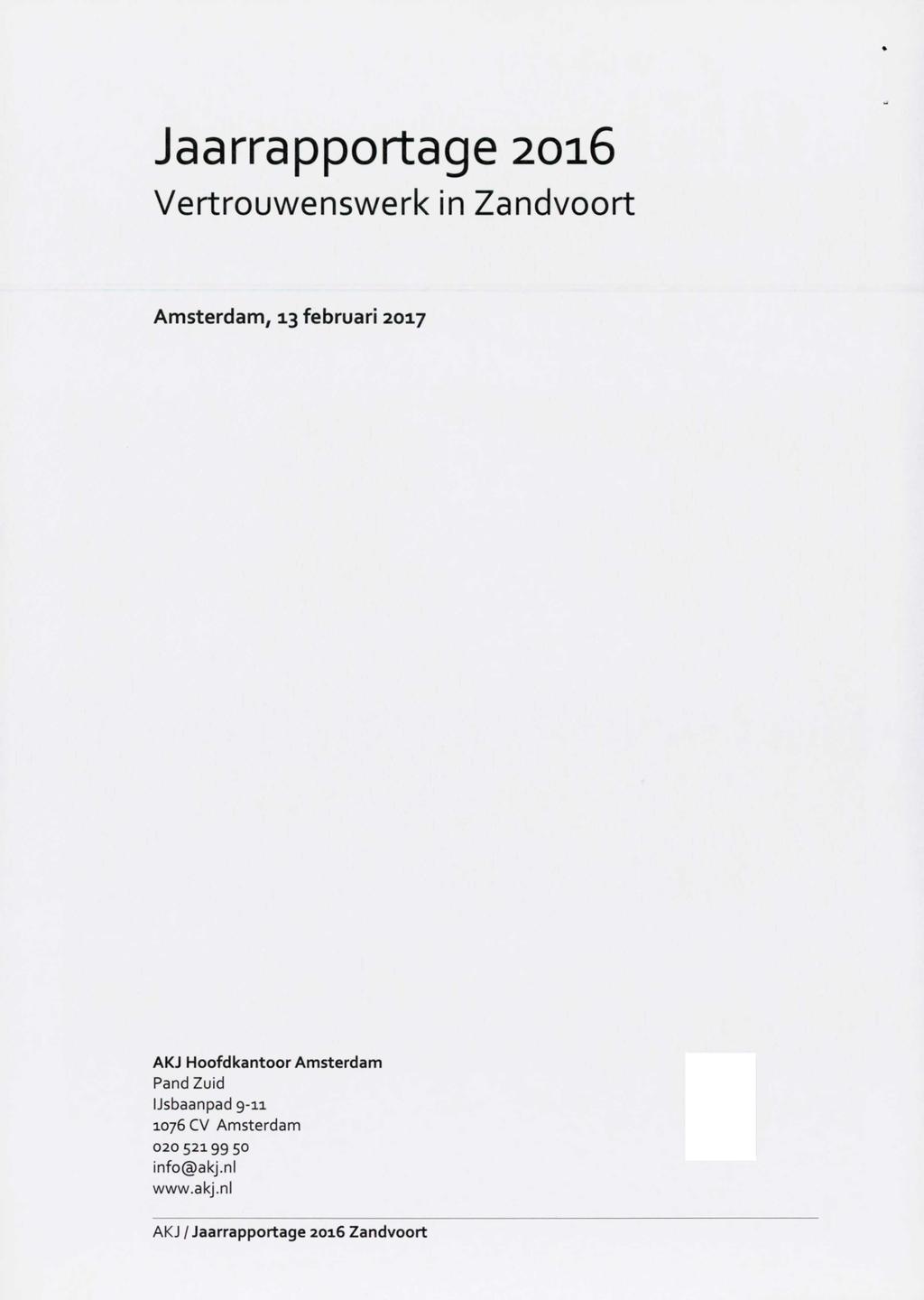 Jaarrapportage 2016 Vertrouwenswerk in Zandvoort