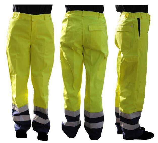 Broek fluo geel FR met uitneembare kniebeschermers voorlopig nog bestaande kledij aankoopprocedure naar nieuw