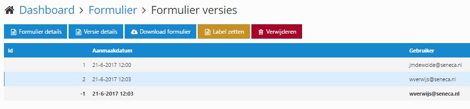 Om een vorige versie van een formulier terug te zetten: Zoek de betreffende terug te Bijvoorbeeld versie 2 zetten