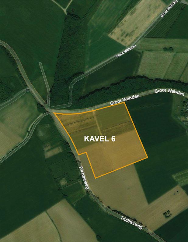 Kavel 6 De kavel bestaat uit vier kadastrale percelen met een totaaloppervlak van 3.36.11 ha.
