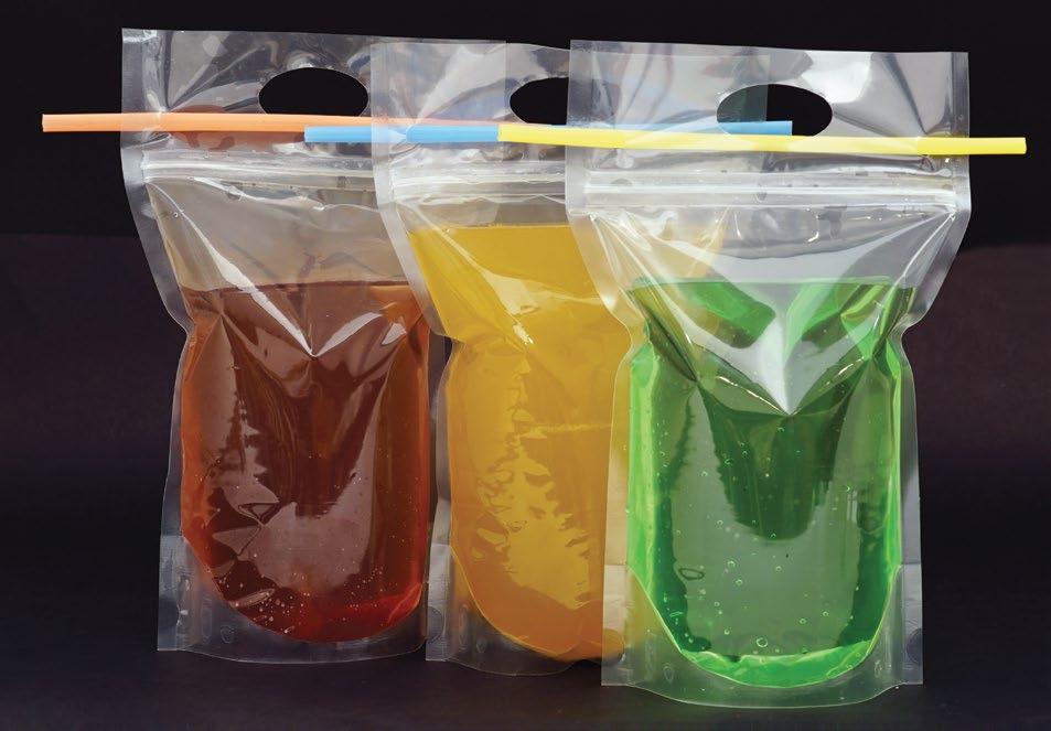 36 Sap / cocktail verpakking: Een nieuw concept, uw sap of cocktail in een plastic verpakking met zipsluiting. Erg handzaam en efficiënt!