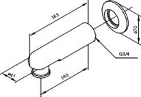 Toebehoren Wanduitloop 140 mm 3/4" Chroom 28036.