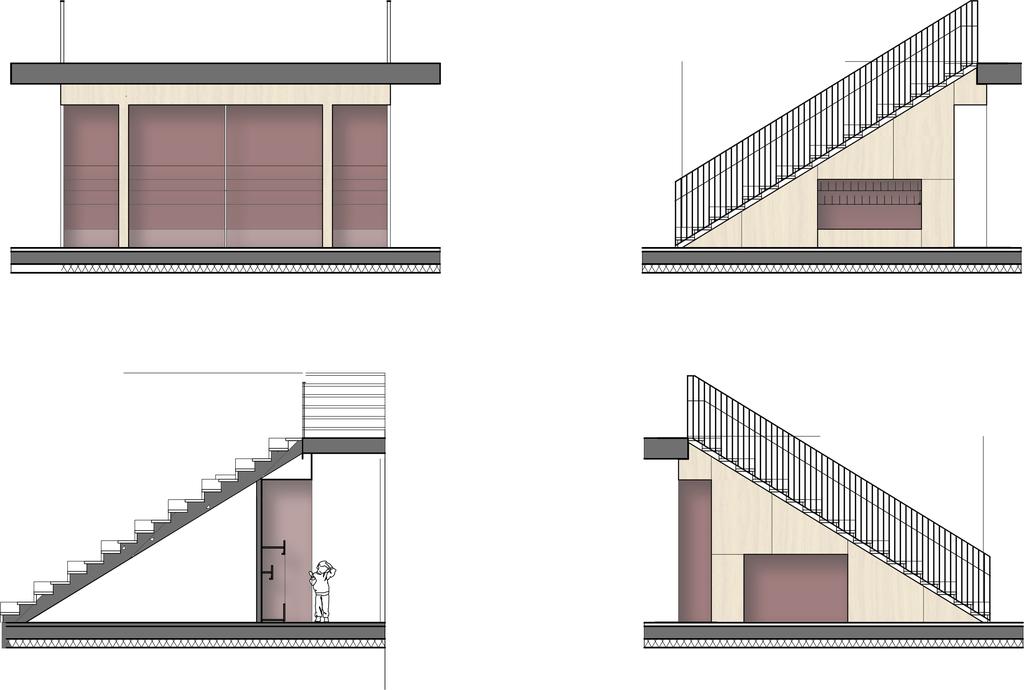 garderobe begane grond Tribune trap Gelakt multiplex Nis met 27