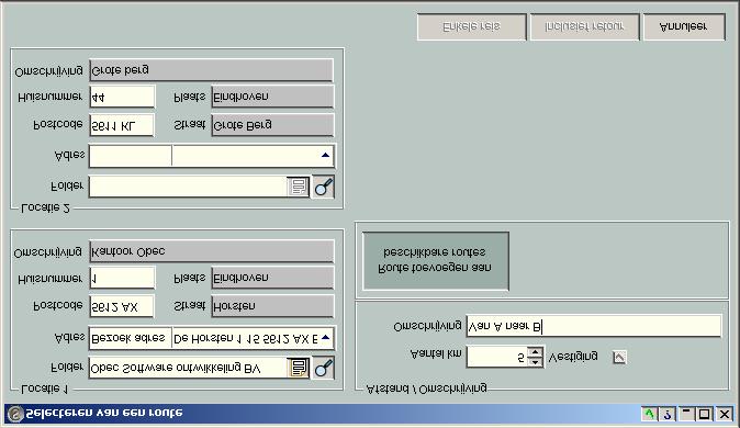 8) Indien beide locaties bekend zijn in de locatietabel dient u de route toe te voegen