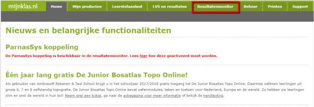 Stap 3 Via de groene knop linksboven gaat u terug naar de beginpagina van mijnklas.nl.