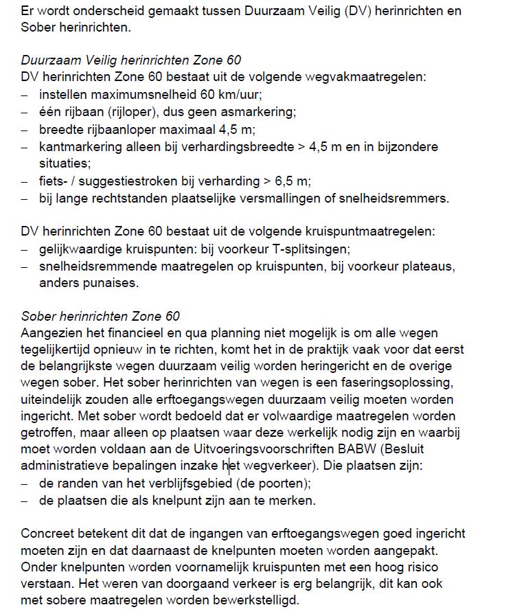 Snelheidsbeperkingmodel Herinrichten Zone 60, Duurzaam Veilig en Sober (Wijnen et al. 2010).