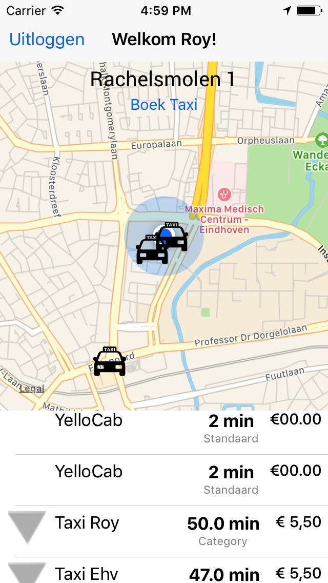 Implementatie Karhoo Uit mijn onderzoek kwam naar voren dat ik en de app gebruikers erg onder de indruk waren van de manier waarop Karhoo de beschikbare taxi s liet zien.