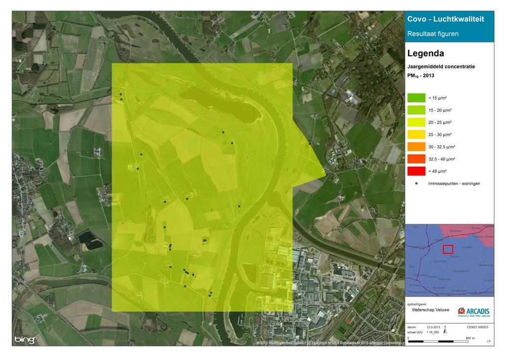 Contouren jaargemiddelde concentratie PM 10