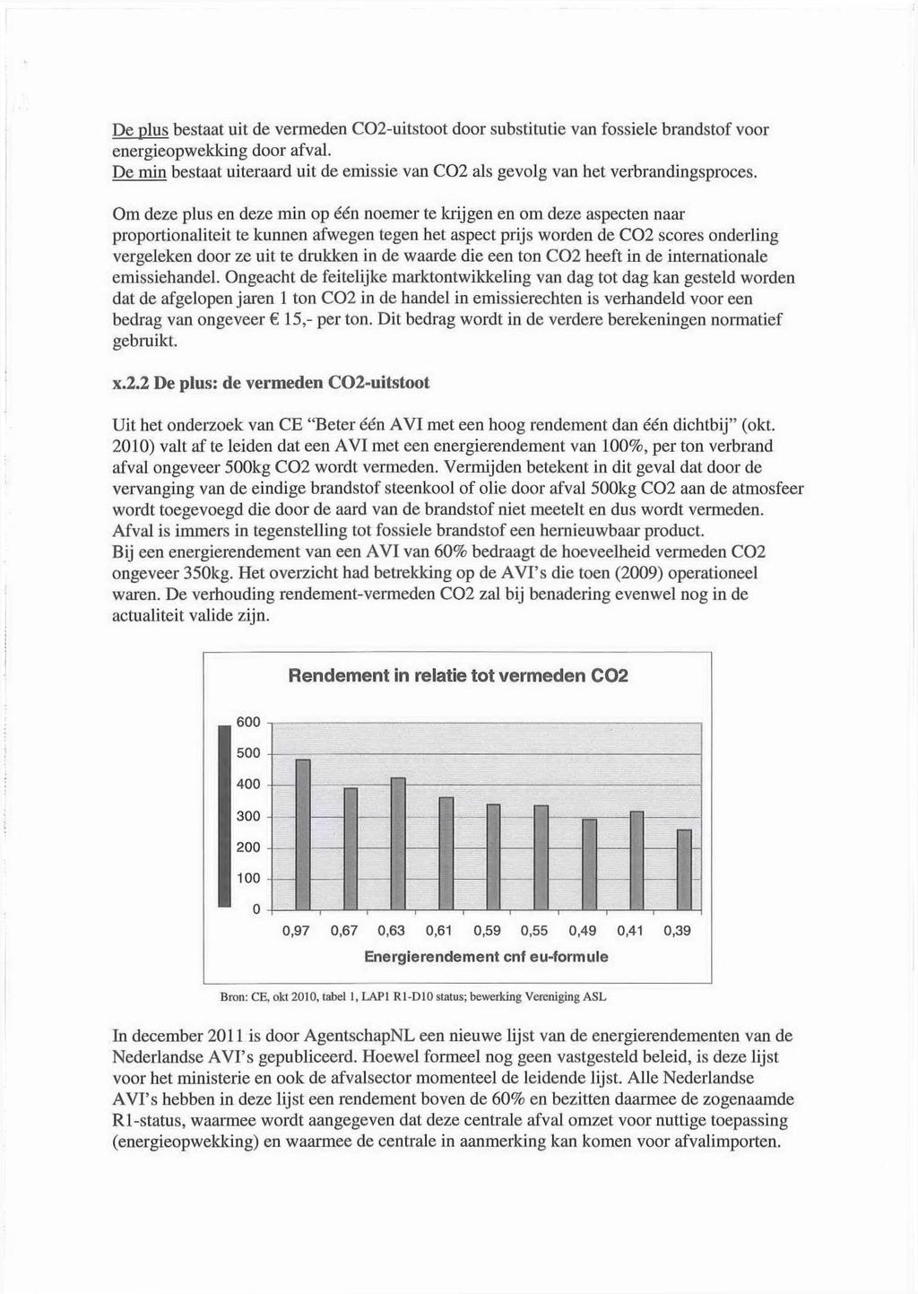 De plus bestaat uit de vermeden C02-uitstoot door substitutie van fossiele brandstof voor energieopwekking door afval.