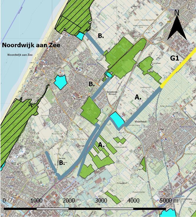 B. Noordduinen - Leeuwenhorst - Offem (2,4) Status: prioriteit 2 Type: moeras- en bosverbinding. Lengte: ca. 11,5 kilometer. Beoogde breedte: bos 100-250 meter, moeras 25-50 meter.