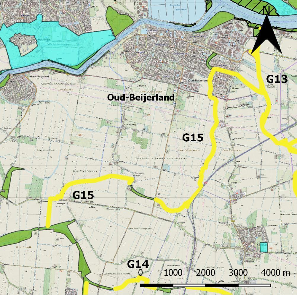 G15. Groote Gat Oude Maas (83) Status: gerealiseerd Type: moerasverbinding Lengte: ca.12 kilometer Breedte: variërend van 10 tot 100 meter. Beheertypen N05.01 Moeras, N04.