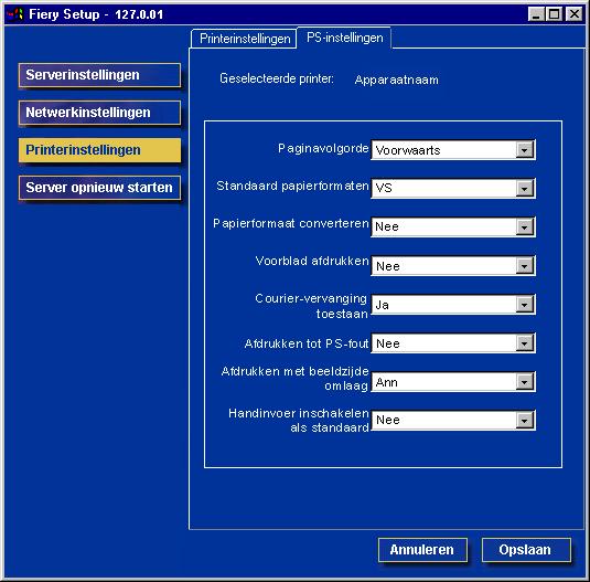 CMYK Simulation Profile (CMYK-simulatieprofiel) (alleen voor lokale Setup) Geef de simulatie op die moet worden toegepast op CMYK-gegevens.