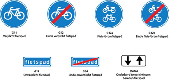 Fietsvoorziening 1 (Brom) fietspad Fietspad, aangeduid door bord G12a (gewijzigd RVV 1990), en toegestaan voor fietsers, snorfietsers en bromfietsers.