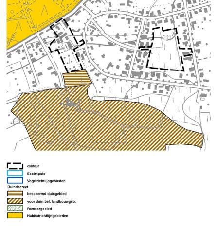 kaart : vogel- en habitatrichtlijngebieden, duinendecreet,... Het plangebied t.h.v. de manege Camargue grenst ten noorden aan het VEN-gebied nr. 102 De Middenkust (Grote Eenheid Natuur).