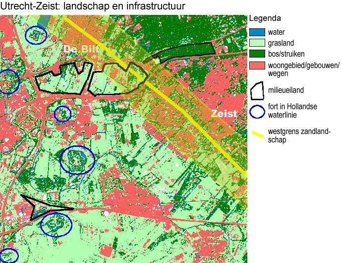 Antwoorden Deelscores Opgave 8 Maximumscore 4 24 Een voorbeeld van een juiste kaart is: De opgeslagen kaart laat de volgende vier klassen grondgebruik en legendakleuren zien: water: lichtblauw