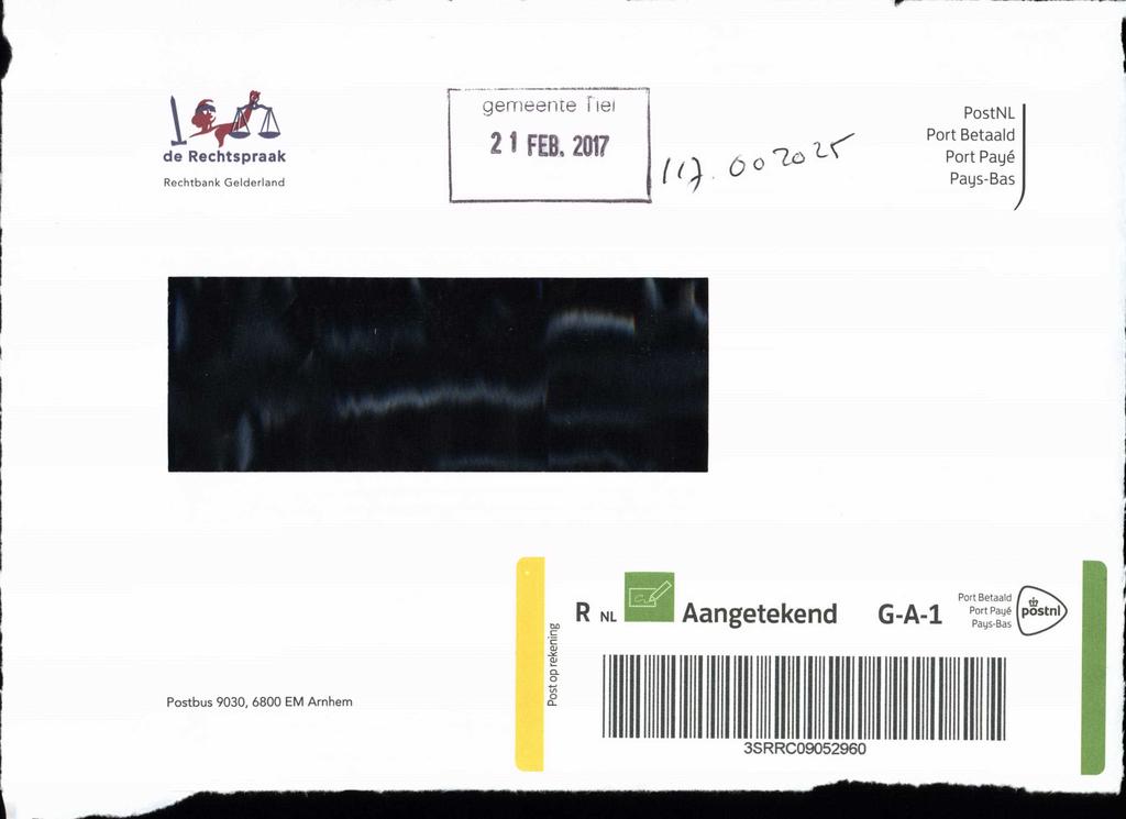 1 Ąih de Rechtspraak Rechtbank Gelderland gemeente ľ'iei PostNL 21 FĒB.