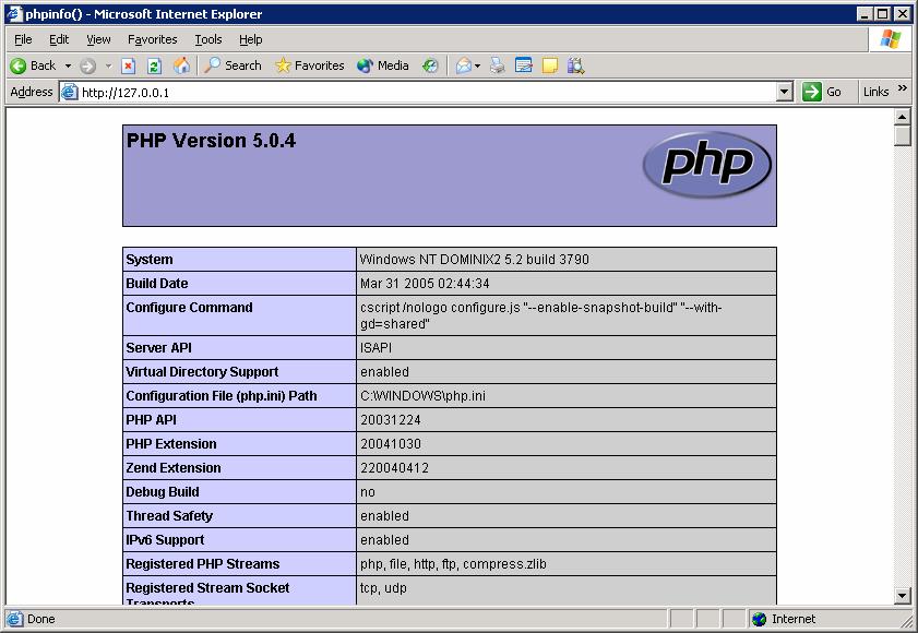 4. PHP testen PHP is makkelijk te testen door een ingebouwd script. Maar in de map die eerder aangegeven is als de www-root een bestand niet index.php heet.
