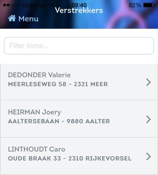 4. Verstrekkers Deze menuknop dient om