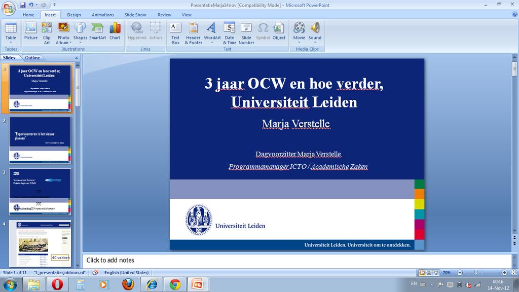 3 jaar Open Courseware en hoe verder, Universiteit Leiden Marja Verstelle