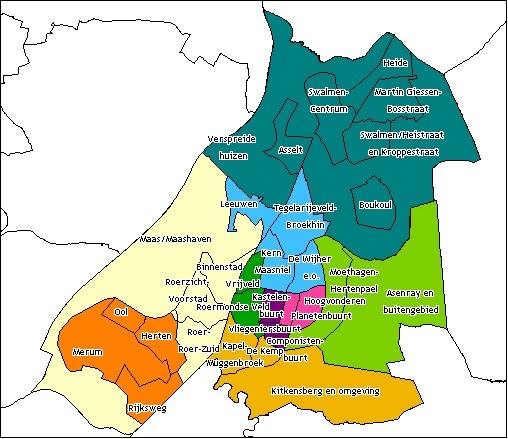 Bijlage 1a Administratieve indeling in wijken en buurten 19 Buurtindeling gemeente Roermond Wijkindeling
