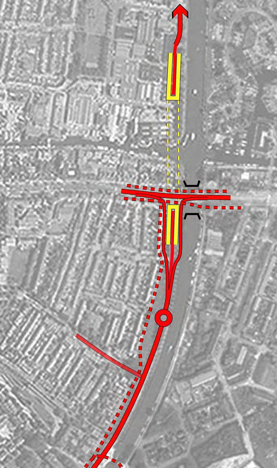 N Subvariant: A Een gelijkvloerse kruising met de Hoge Rijndijk en een brug