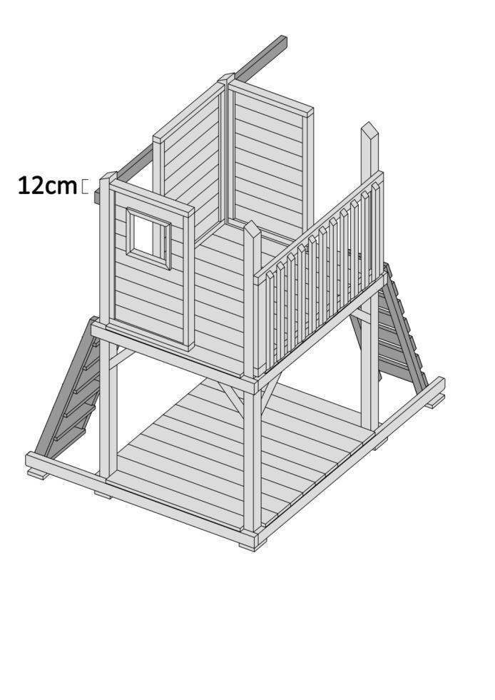 Stap 14 - Een balk van 4,5 x 9 x 210cm - Een trap - Een klimwand - 9 schroeven van 6 x 100mm - 4 schroeven van 5 x 80mm 1.