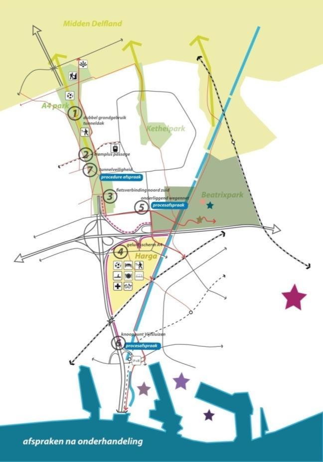 De Minister realiseert in overleg met de gemeenten Schiedam en Midden-Delfland een goed ingepast ontwerp van de gehele weg (verdiepte ligging en landtunneltracé), waarbij de tunnelveiligheid goed