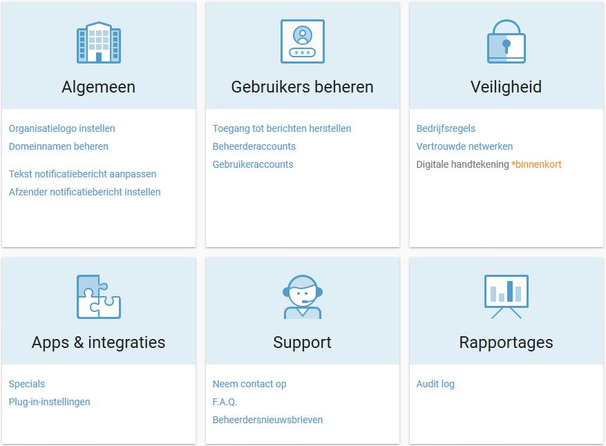 We tonen meldingen als bepaalde zaken jouw aandacht vragen. In het voorbeeld hierboven is er maar één beheerder ingesteld.