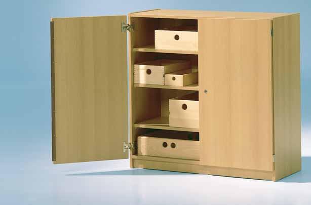 Werken knutselen handwerken Kast model WK 1, standaard decor beuken 18, met los geplaatste houten laden van de serie HK, in verschillende maten (niet inbegrepen).