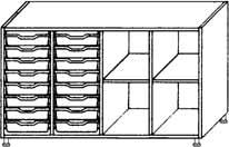 midden, 8 laden links en 8 rechts, met middenschot TS 4/16 LR 525,00 g TS 4/16 LRF 525,00 g Eigendomskast, 3 rijen, met 8 x InBox M boven