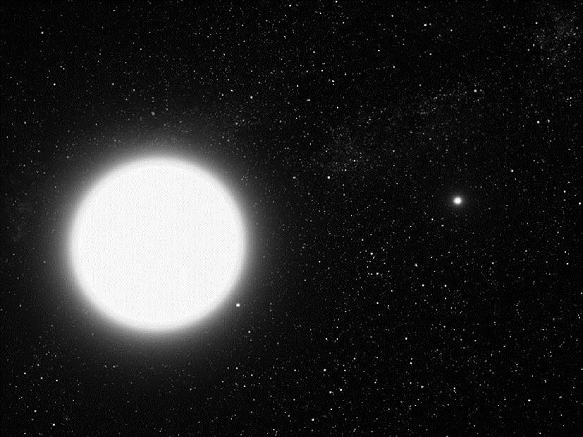 Sirius B als Quantumsysteem Lees onderstaand artikel. Uit de beweging van Sirius A, de helderste A B ster aan de hemel, voorspelde men al in 1844 dat Sirius een dubbelster is.