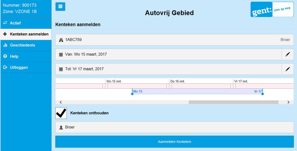 Een nummerplaat aanmelden (ingeven) Ga naar Kenteken aanmelden Klik op de onderste