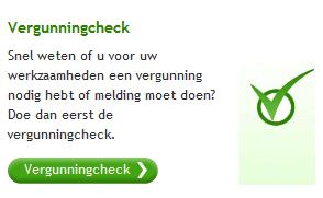 Piet gaat nu de vergunningcheck starten. Hij klikt op Vergunningcheck.