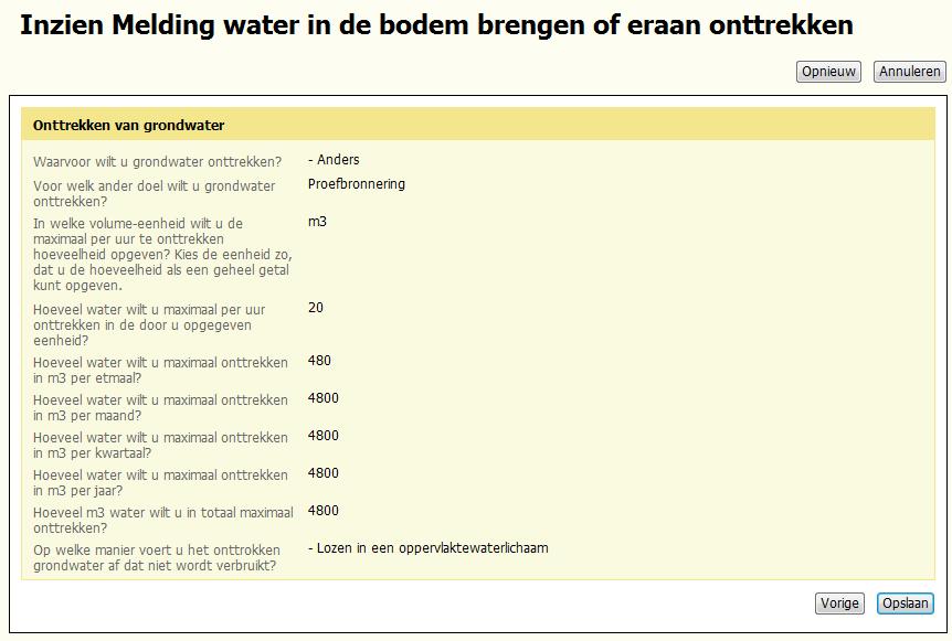 Klik op Volgende. Klik op Opslaan (NB er wordt niets opgeslagen, er kan ook niets gewijzigd worden aan de melding).