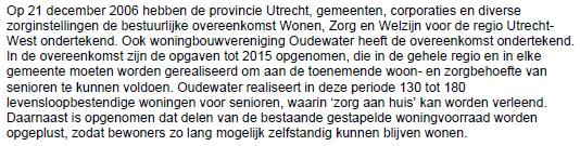 Prestatie: Wonen en Zorg Percentages 2011 2012 2013 2014 Ref.