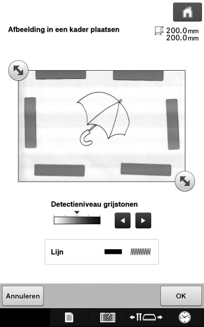 LIJNSCAN Wnneer het volgende eriht wordt weergegeven, drukt u op. f In het sherm wr u de geonverteerde feelding evestigt kunt u zo nodig opnieuw het Detetieniveu grijstonen wijzigen. Het snnen egint.