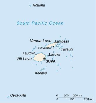 Oppervlakte : 8270 km2 (1/4e van Nederland). Hoofdstad : Suva. Aantal inwoners : 945.000. Aantal inwoners per km2 : 115.