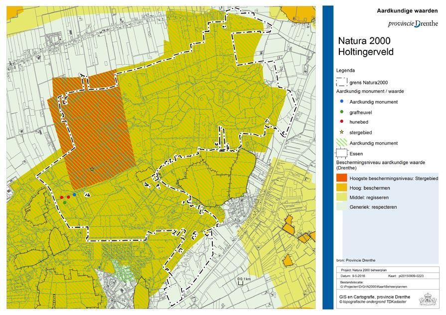 Figuur 3.17. Aardkundige waarden Natura 2000-gebied Holtingerveld (Bron: Provincie Drenthe) Sinds 1949 is een groot deel van Holtingerveld in eigendom van het Ministerie van Defensie.