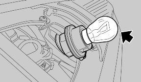Turn the bulb holder anticlockwise and remove it from its fitting. Press the bulb slightly and turn it anticlockwise. Take the bulb out of its fitting.