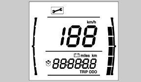 02_17 SERVICE THRESHOLD When the kilometres value is close to the distance foreseen for maintenance operations, the universal wrench icon flashes for five seconds on the display.