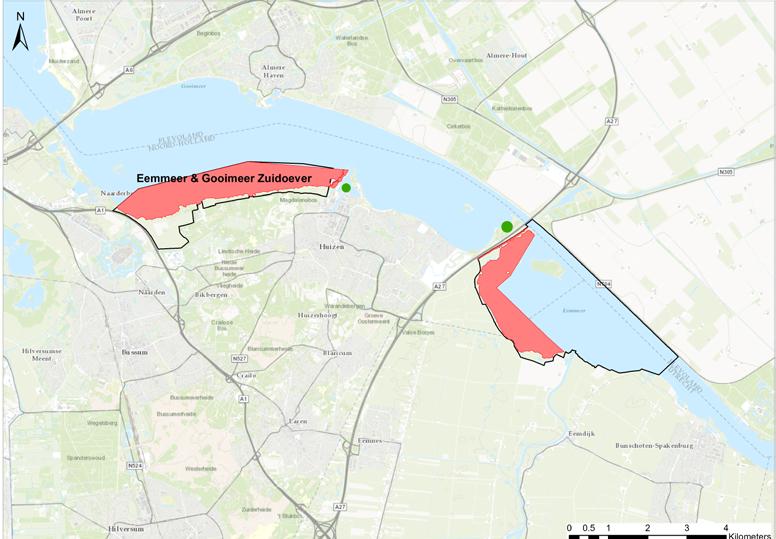 3 Jachthavens langs de Veluwerandmeren met plannen voor uitbreiding van het aantal ligplaatsen binnen de eerste beheerplanperiode (gegevens provincies) en locaties van verstoringsgevoelige gebieden
