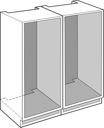 Kastdeur u Bij Side-by-Side-inbouw, twee apparaten naast elkaar, moeten de apparaten telkens in een aparte meubelkast worden ingebouwd.