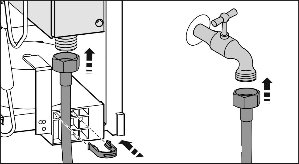 Bij apparaten in de uitvoering 001 mag de draairichting van de deur niet worden veranderd, omdat zich anders condenswater tussen de apparaten vormt.