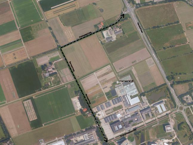 Inleiding 1.2 Voorgenomen activiteit De voorgenomen activiteit bestaat uit de realisatie van een tweede ontsluiting van Wageningen Campus via de Bornsesteeg en de Kielekampsteeg (zie figuur 1.2).