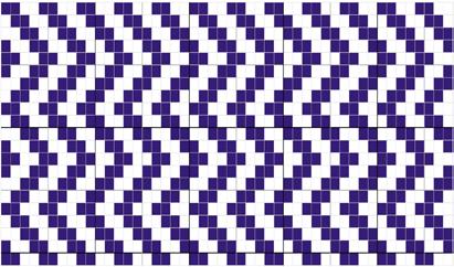 rand. 2 < 44 half st > 37 rows Darn 2 is woven horizontally in the first two