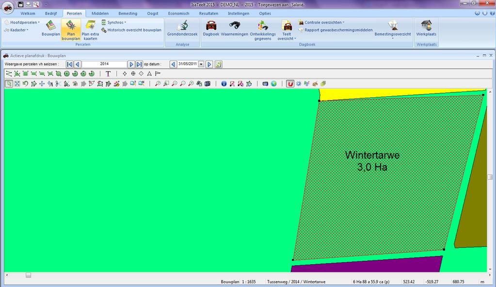 ISATEELT Bewerkingen invoeren vanuit de GEO-module In de meeste gevallen registreert u direct in uw dagboek.