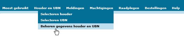 nl, pagina Dierlocatie UBN registreren (onder Onderwerp Registratie en melding doorgeven) leest u welke handelingen u eerst moet doen om het UBN te beëindigen.